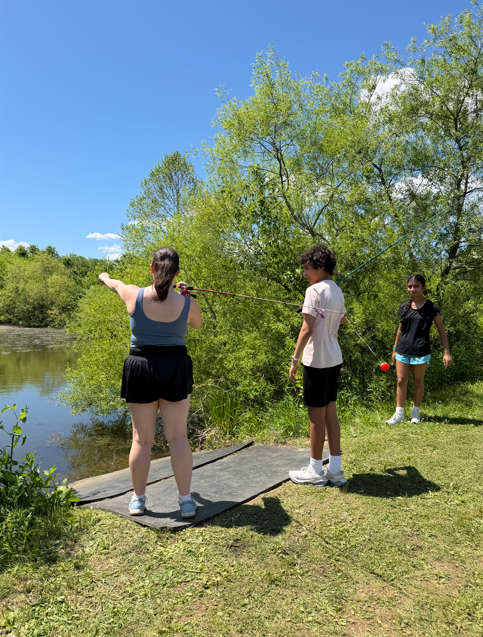 students learning to fish