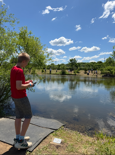students fishing