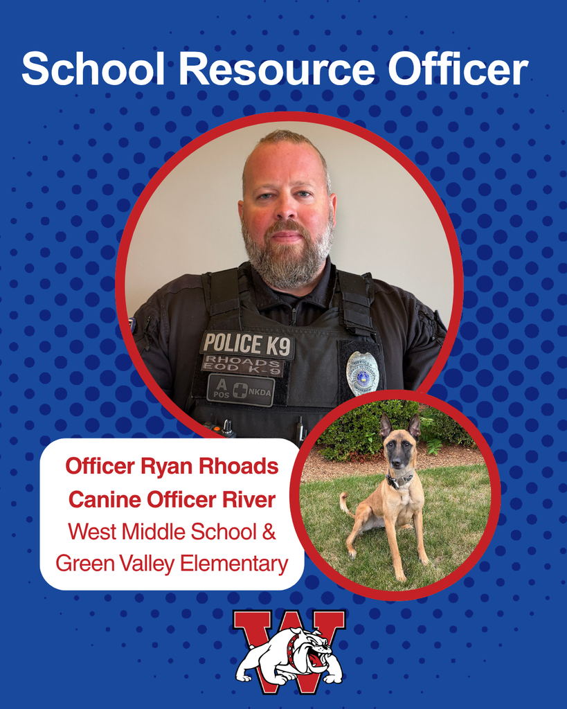School Resource Officer Ryan Rhoads Canine officer River West middle school and Green Valley
