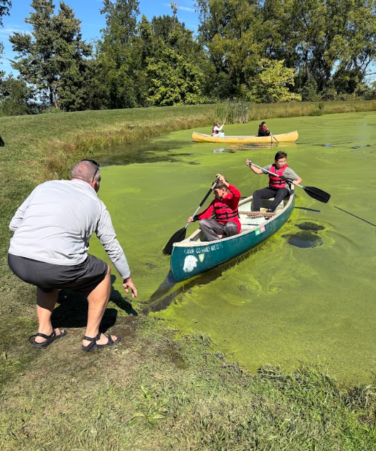 students kayaking