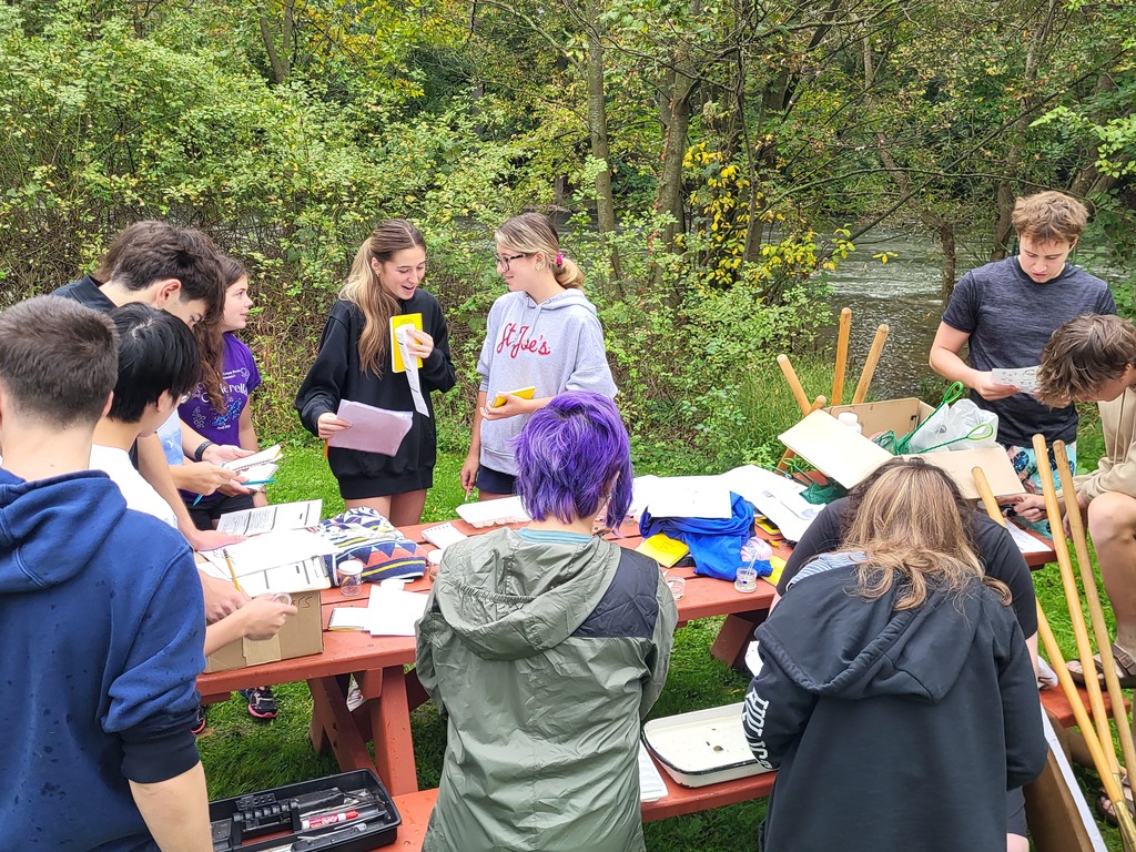 students around picnic table