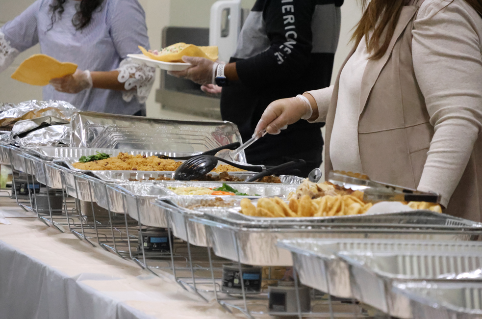 food being served down a line