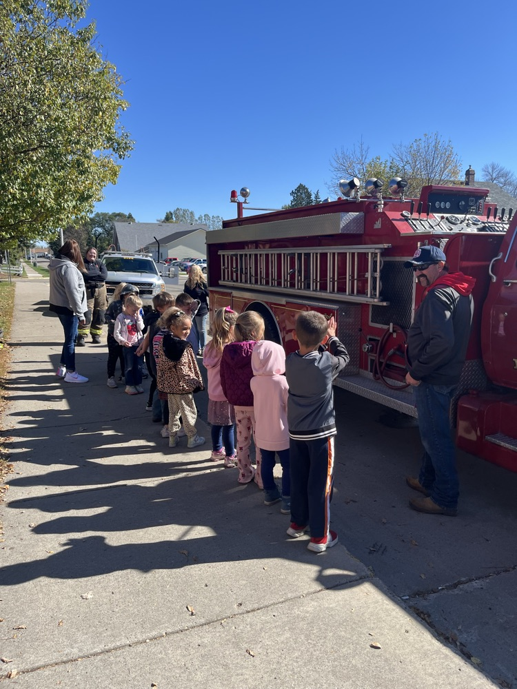 looking at fire trucks