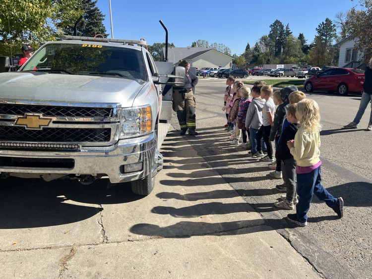 looking at fire trucks
