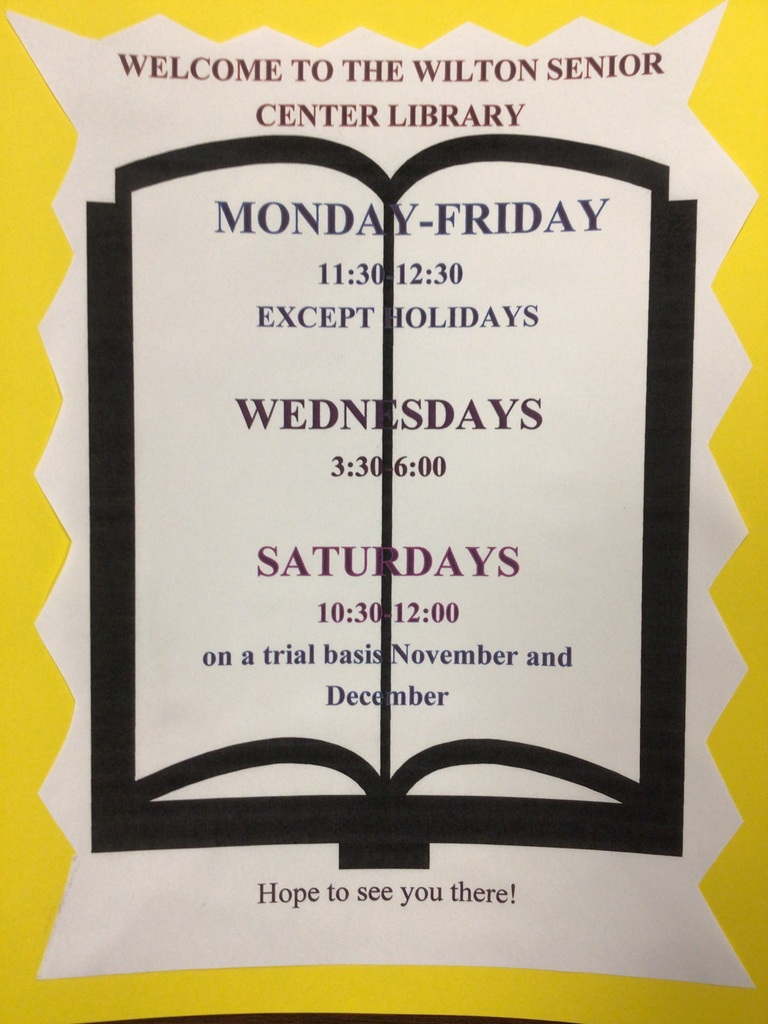Flier advertising Senior Center library hours