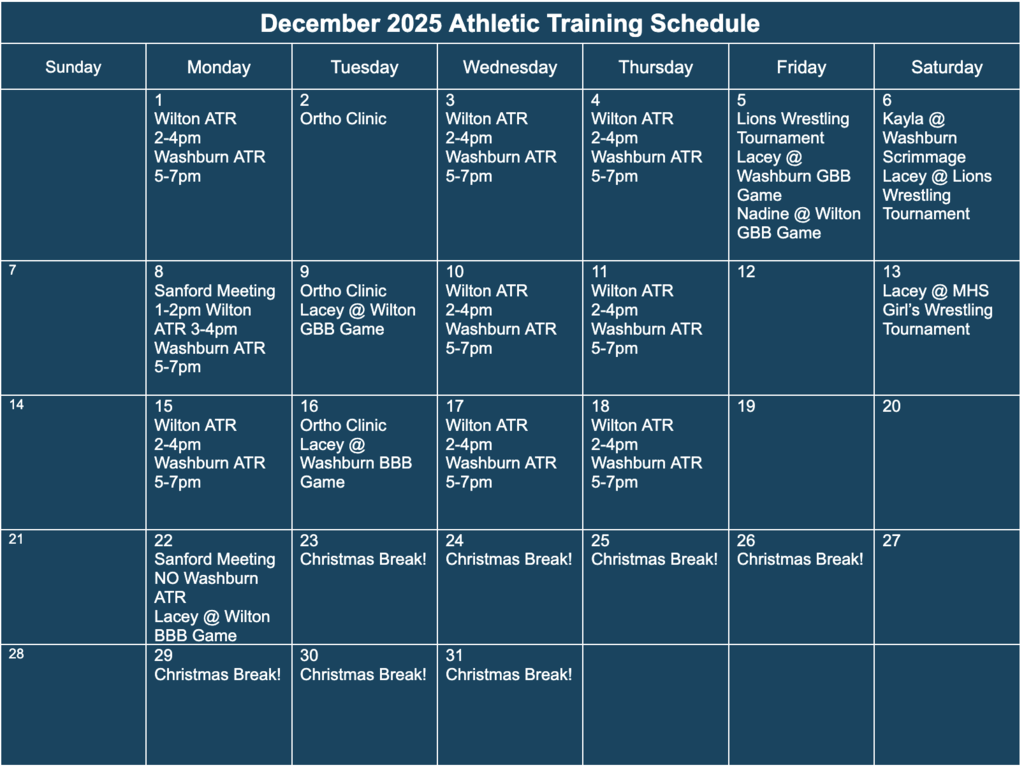 ATR December schedule