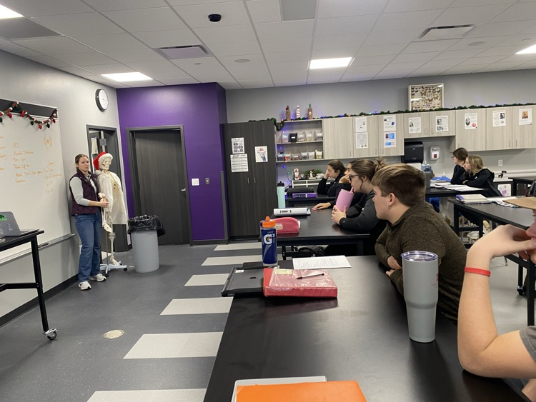 The anatomy class got to hear about sports injuries from trainer Lacey Feist