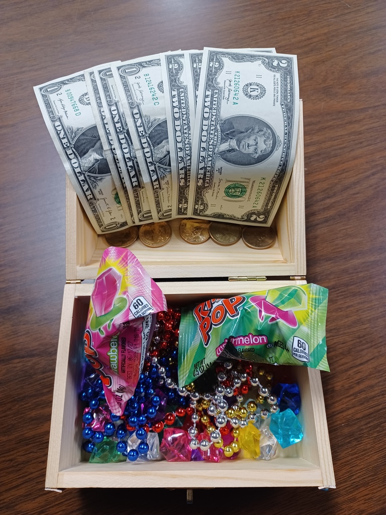 Treasure Chest full of necklaces, candy and $15