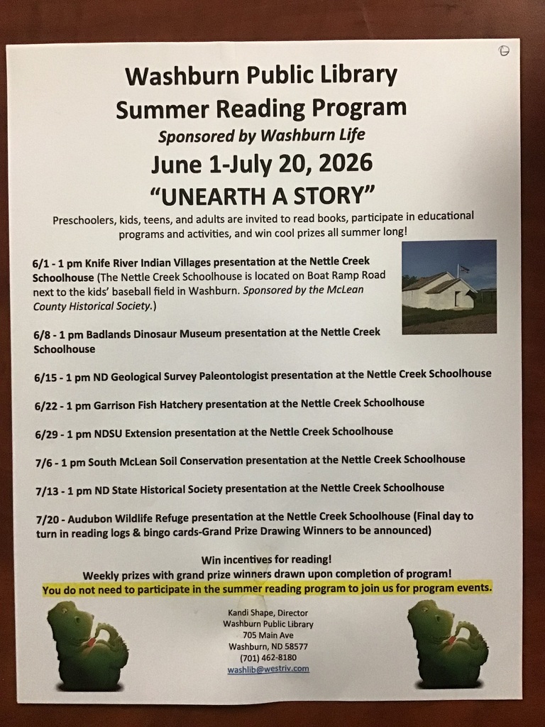 Washburn Public Library Summer Program flier