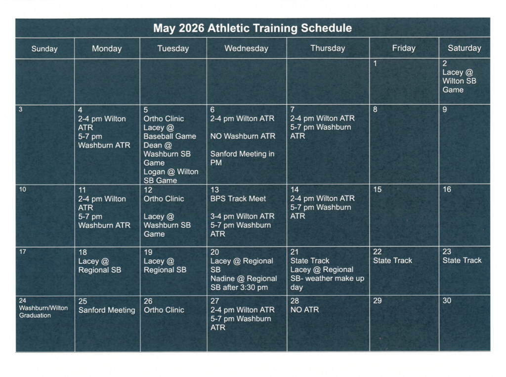 May ATR Schedule