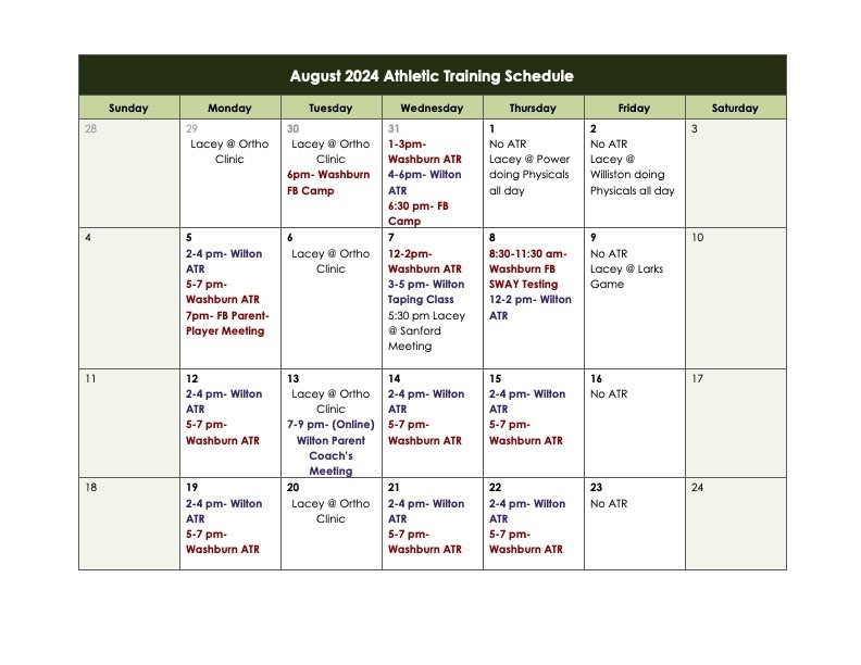 Trainer Schedule