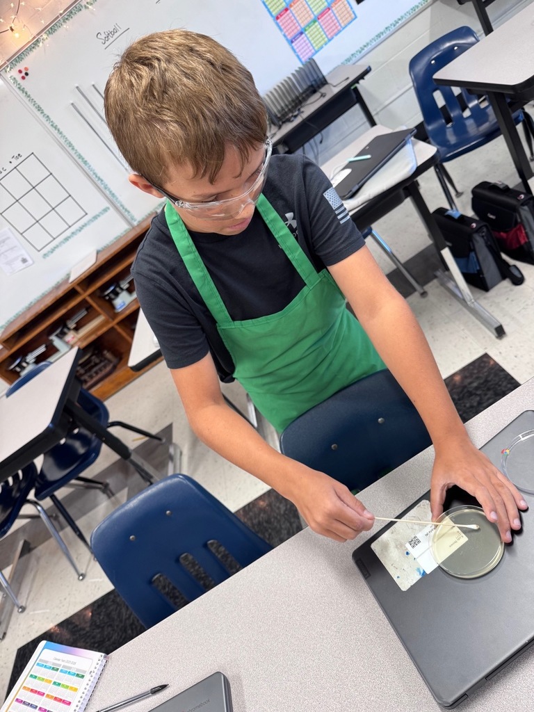 student using petri dish