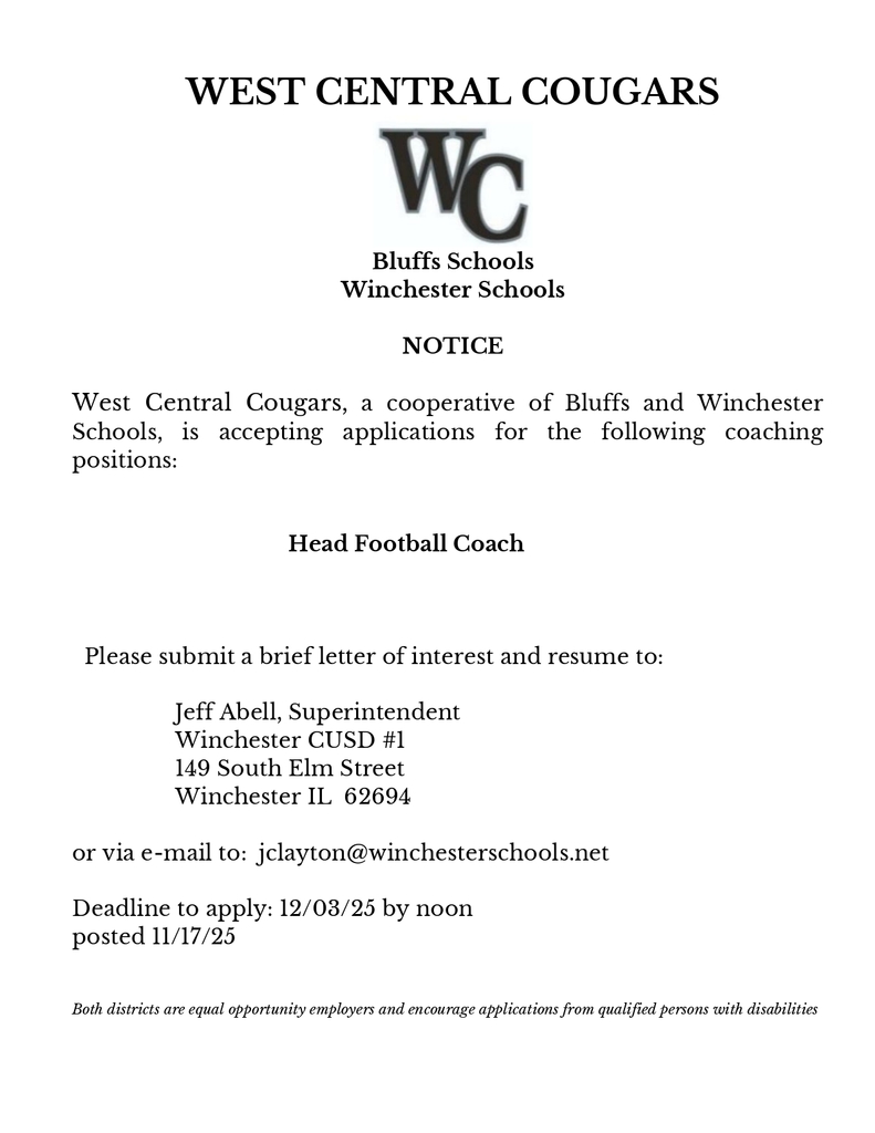 Head Football Coach Notice