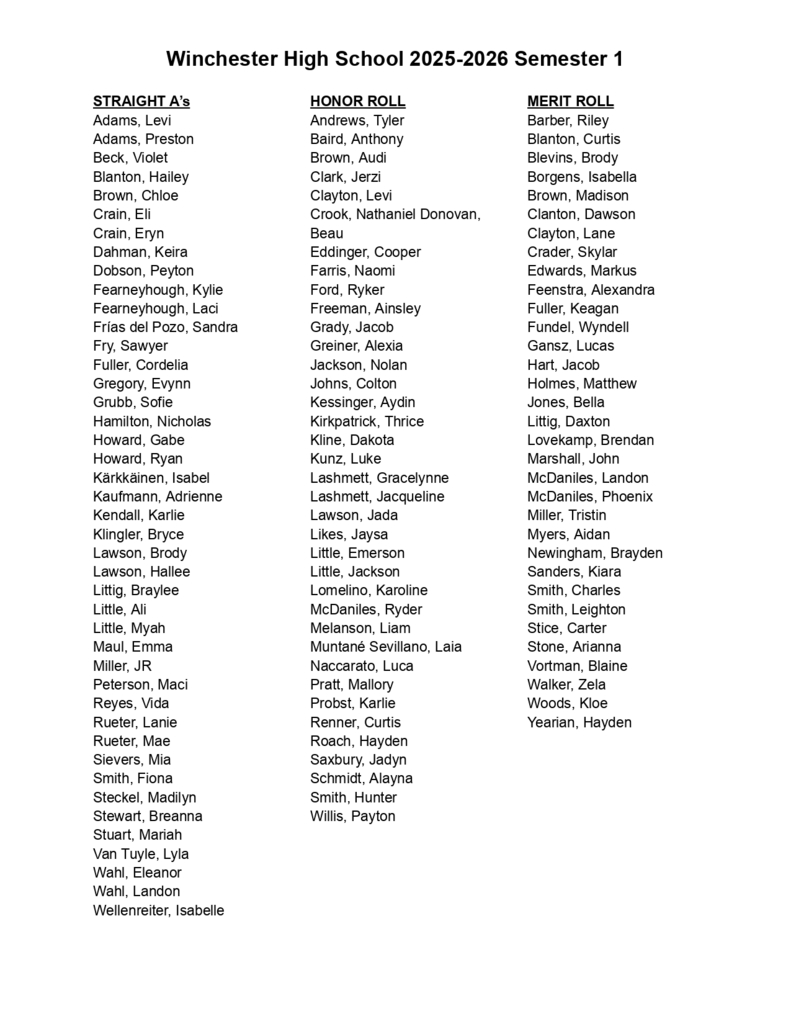 WHS S1 25-26 Honor/Merit Roll