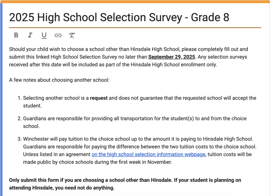 Photo of HS Selection Survey