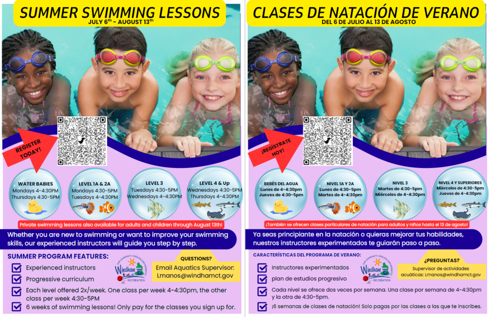 Summer Swimming Lessons side-by-side