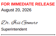 for immediate release