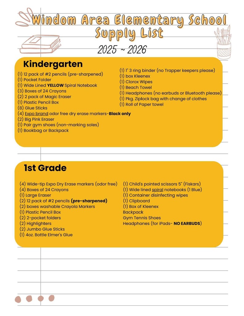 K-1st Supply Lists Eng
