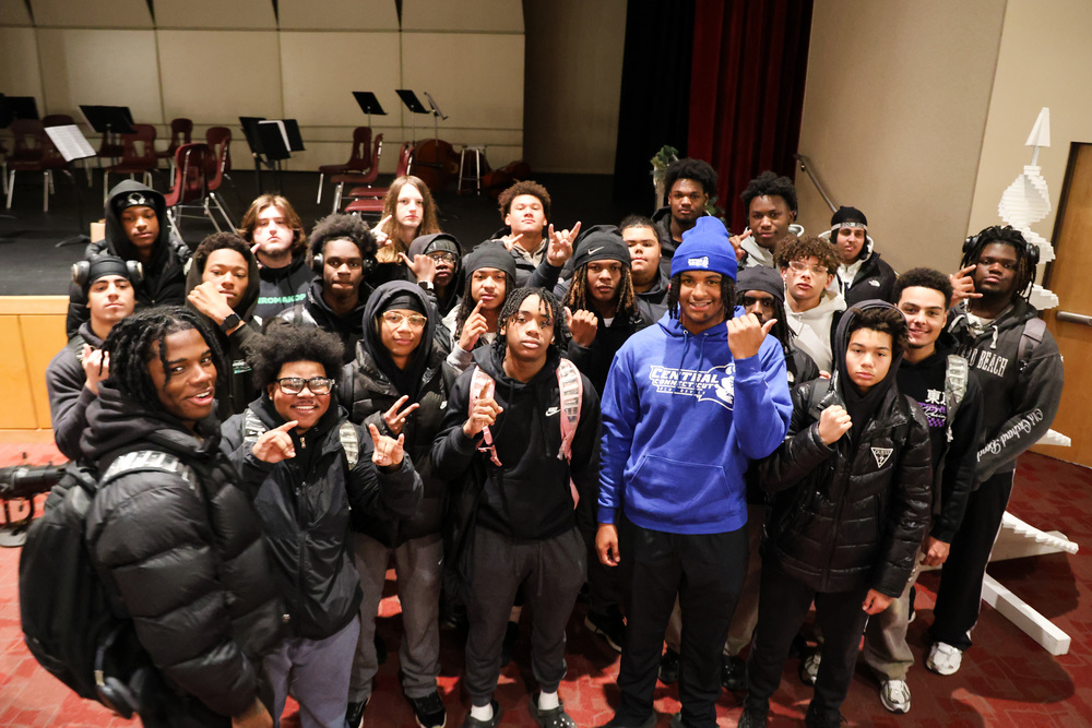 Football team gathered to support A.J. during Fall Signing Day