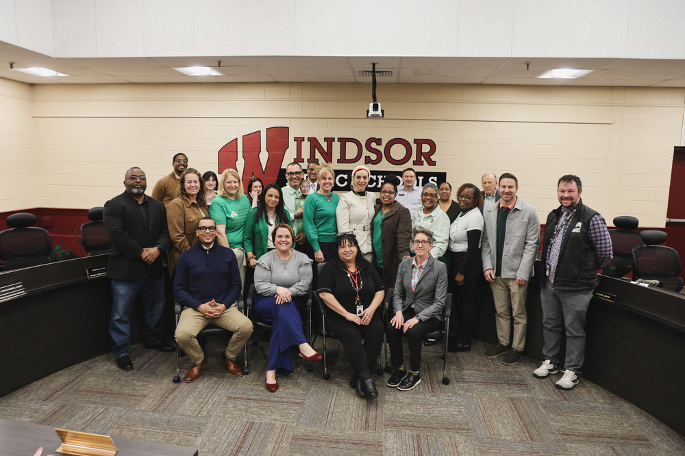 Dr. Noha Abdel-Hady Surrounded by WPS Staff and BOE members after being appointed. the next superintendent