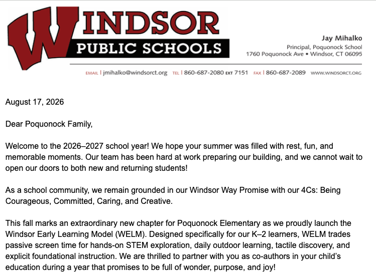 welcome letter