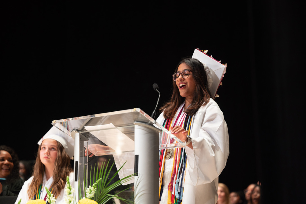 Valedictorian Kruti Darsandiya addresses the class of 2023