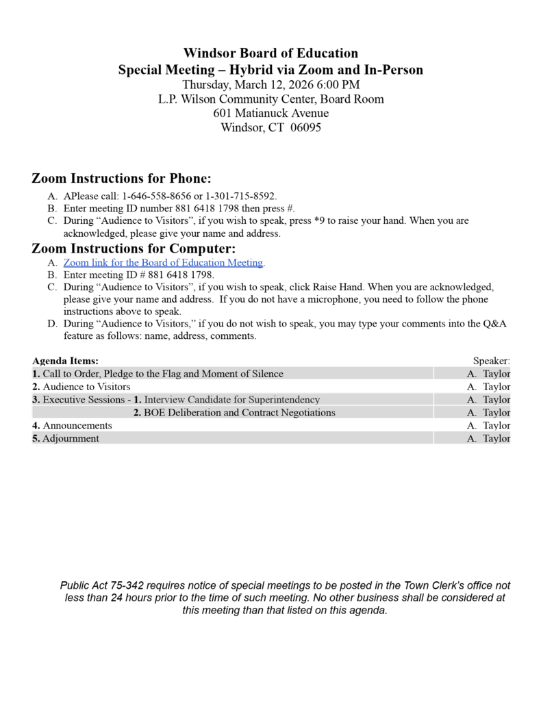 Agenda. Follow a link to access PDF.