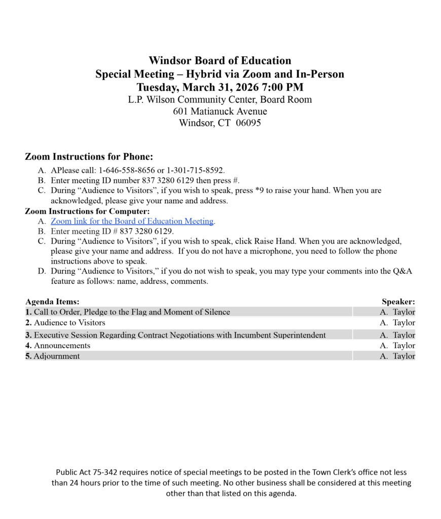 Meeting agenda, follow the link to access the website