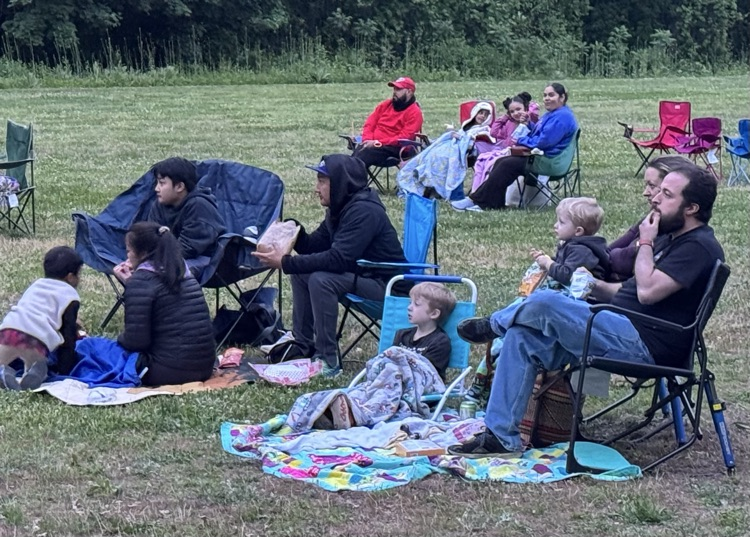 family watching movie