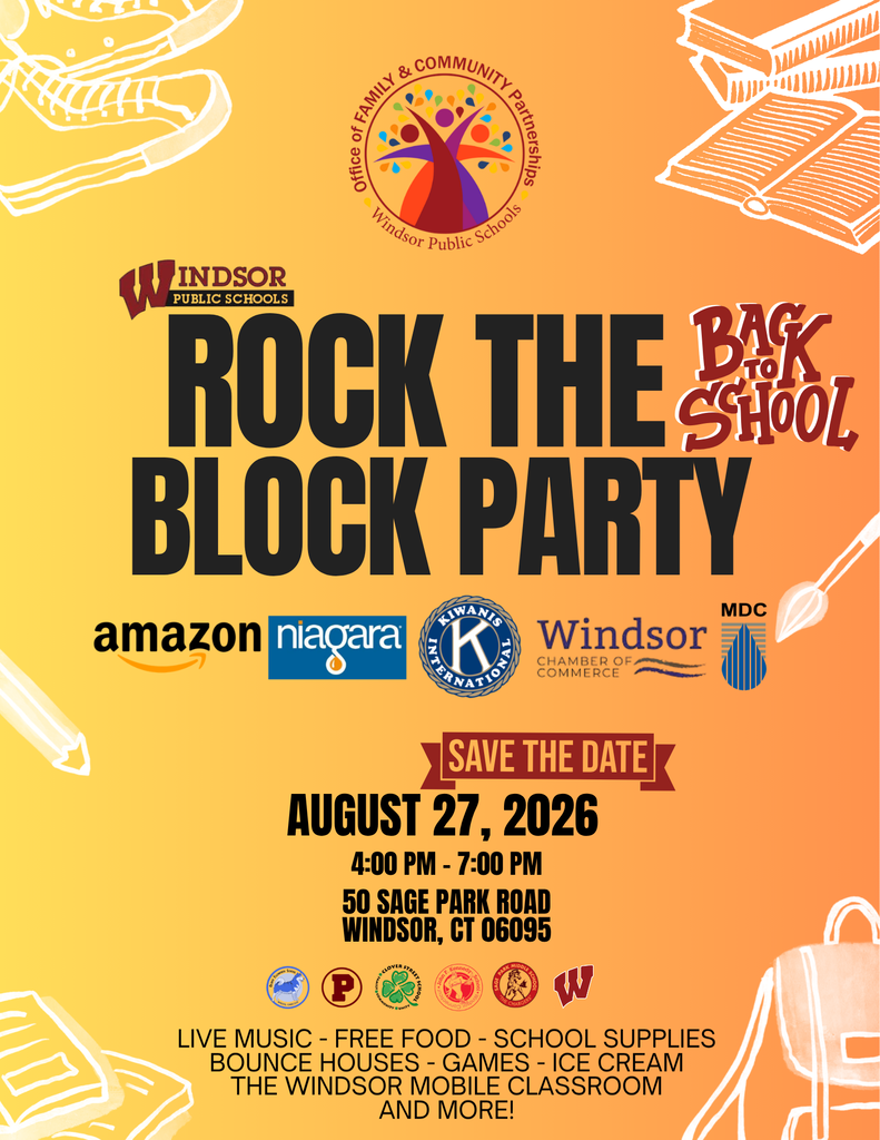Block Party is happening August 27. 4-7 pm at Windsor High School grounds!