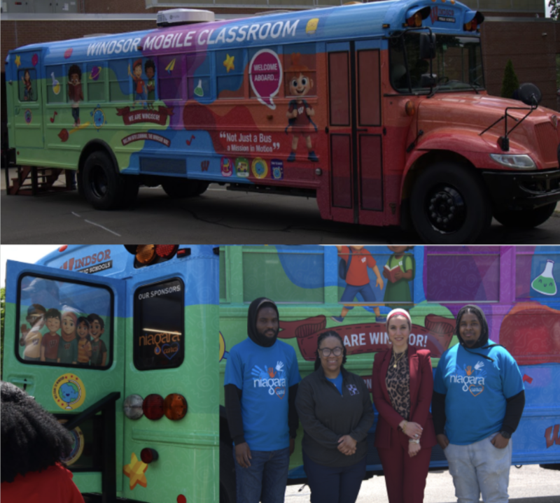 Mobile classroom, superintendent, and NIagara water employees