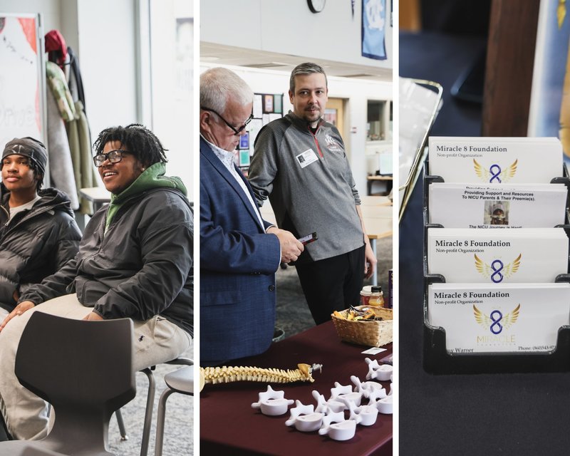 Speakers, students, and tables