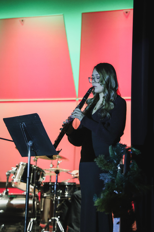 A student performing a solo