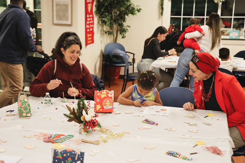 helping a child with crafts