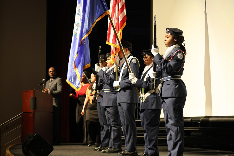 AFJROTC are holding a flag