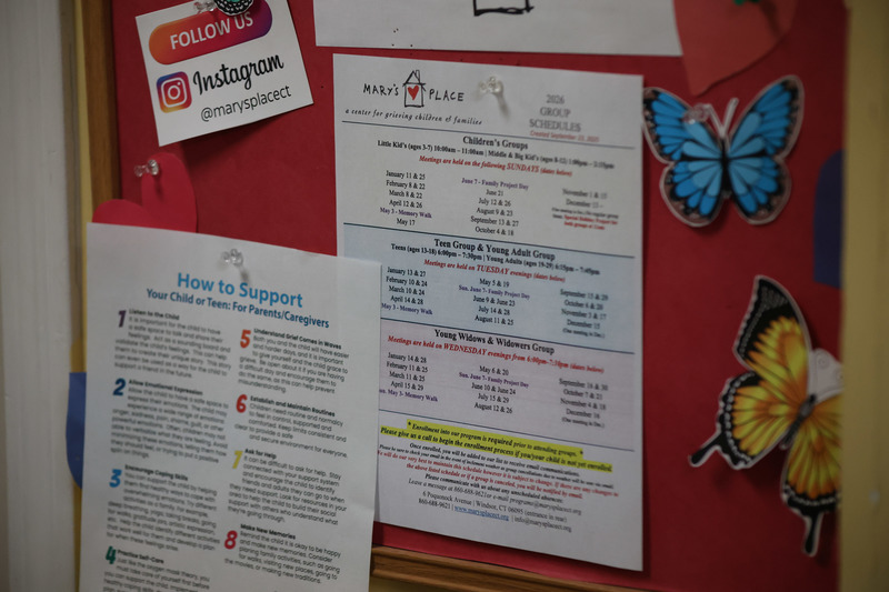 Mary's Place schedule and notice board