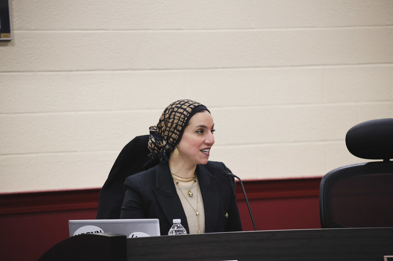Acting Superintendent, Dr. Noha Abdel-Hady, at the BOE meeting