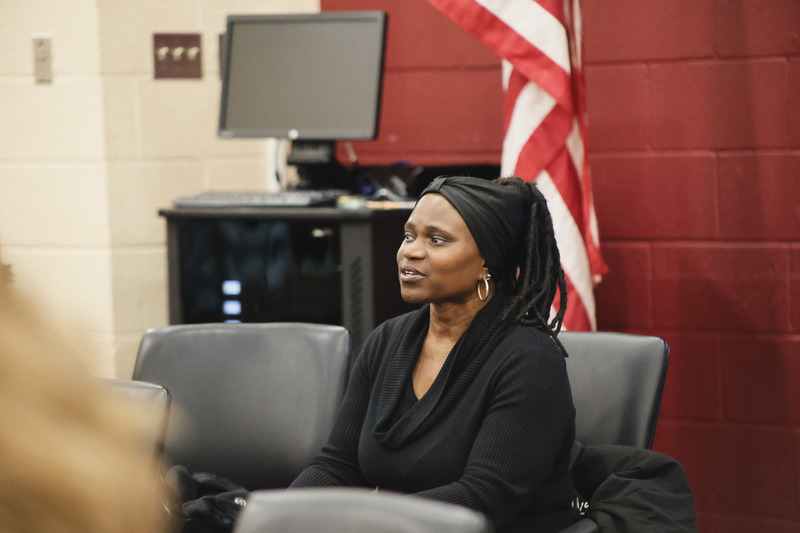 A visitor at the BOE meeting