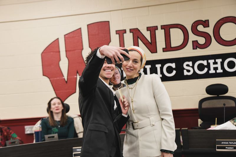 Dr. Hady is taking a swelfie with her son to commemorate the moment