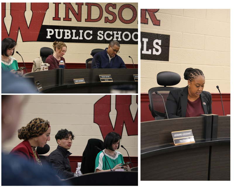 BOE members getting ready for the meeting