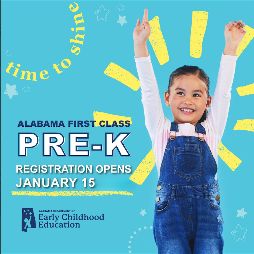 Alabama First Class PRE-K Registration Opens January 15,  2026!