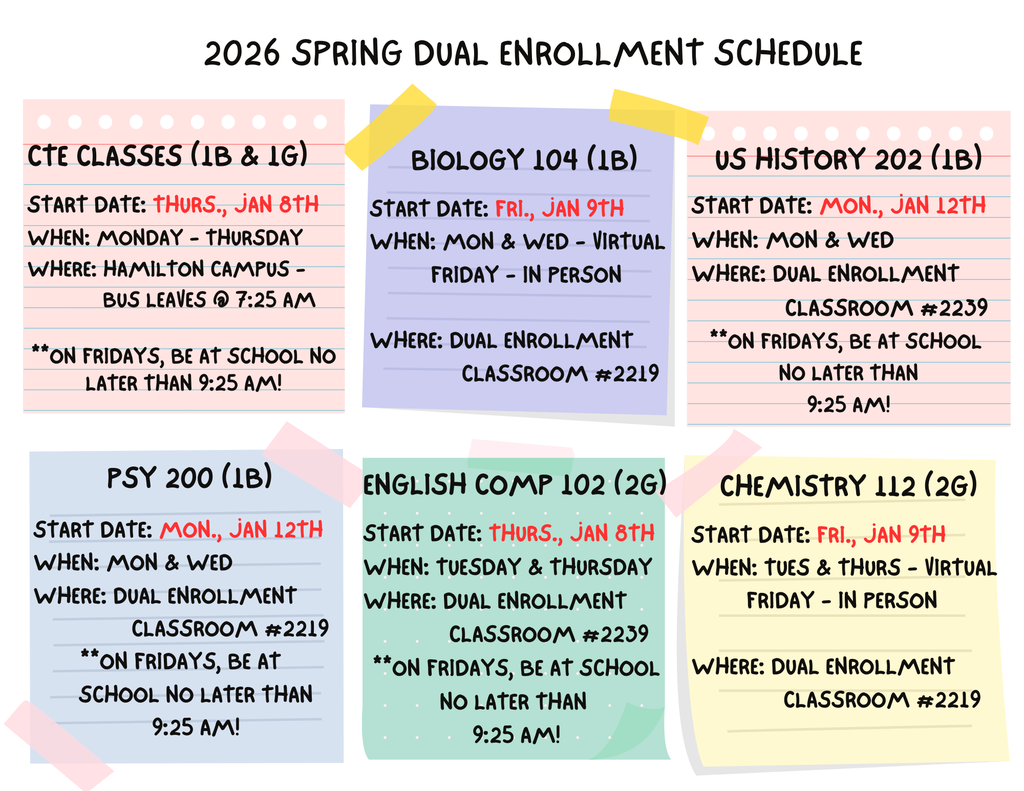 Spring 2026 Dual Enrollment Schedule
