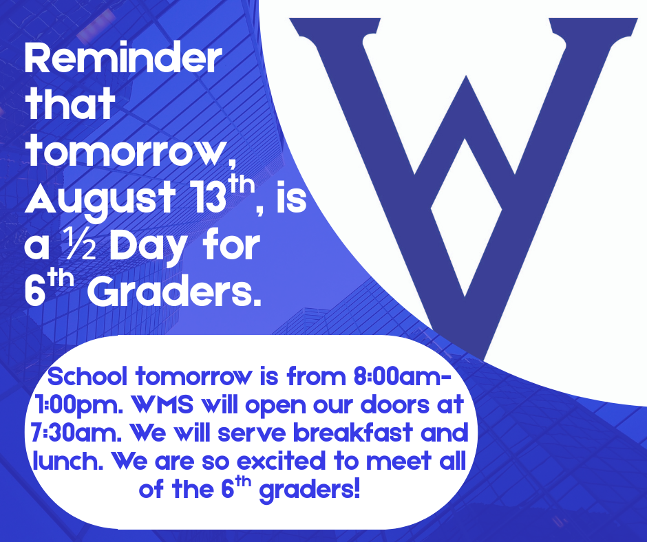 1/2 Day for 6th Graders