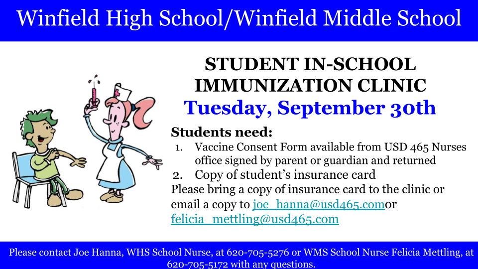 Student Immunization Clinic on Tuesday, September 30th