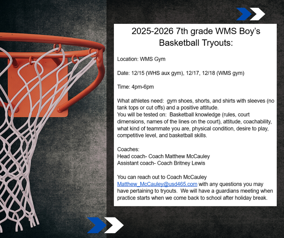 WMS Boy's Basketball Tryouts.