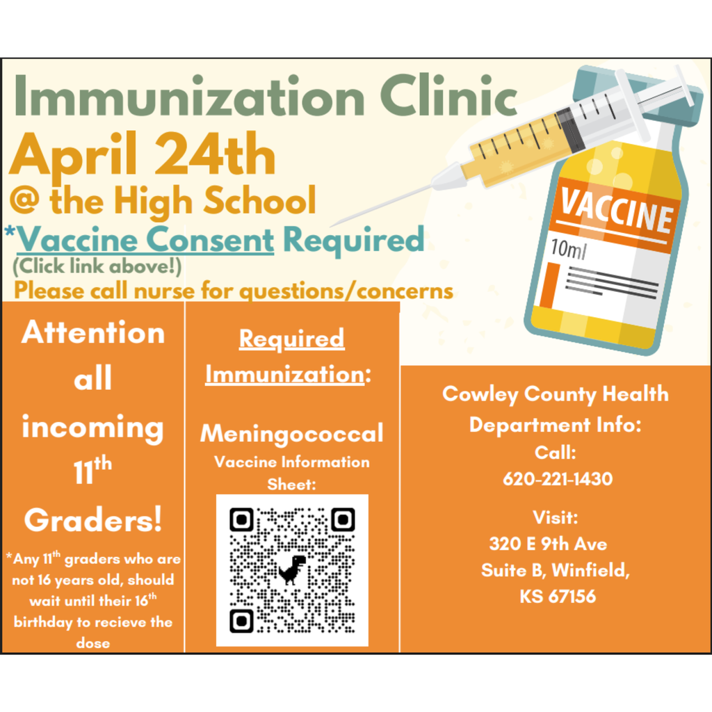Immunization Clinic - April 24th at Winfield High School