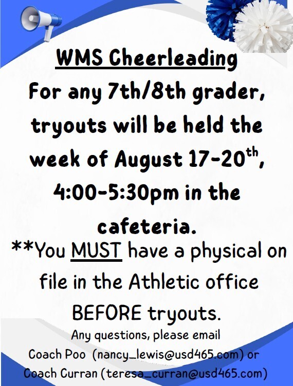 7th/8th Grade Cheerleading Tryouts!