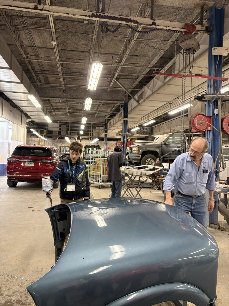 Painting with water at collision repair