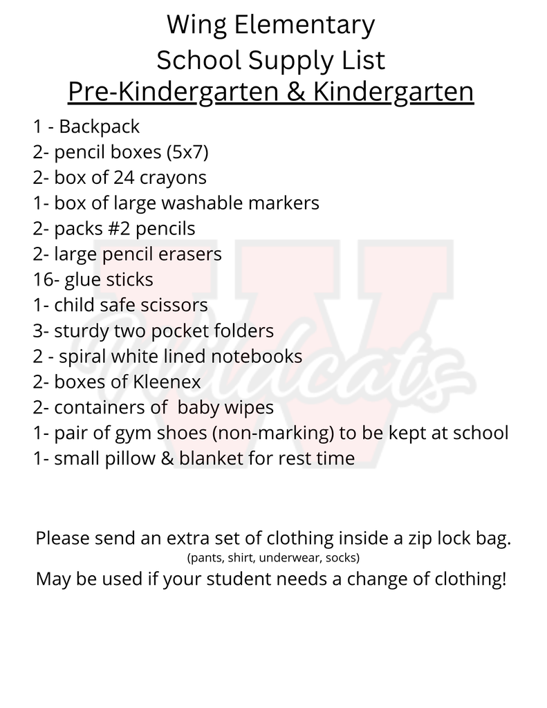 School Supply List