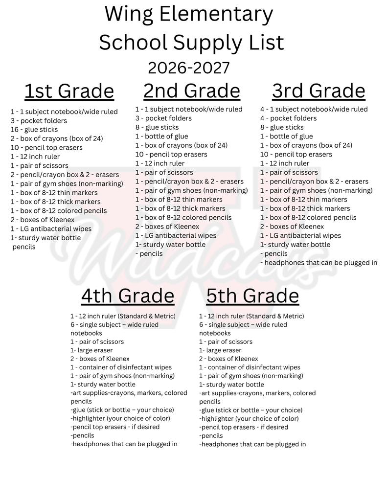 School Supply List